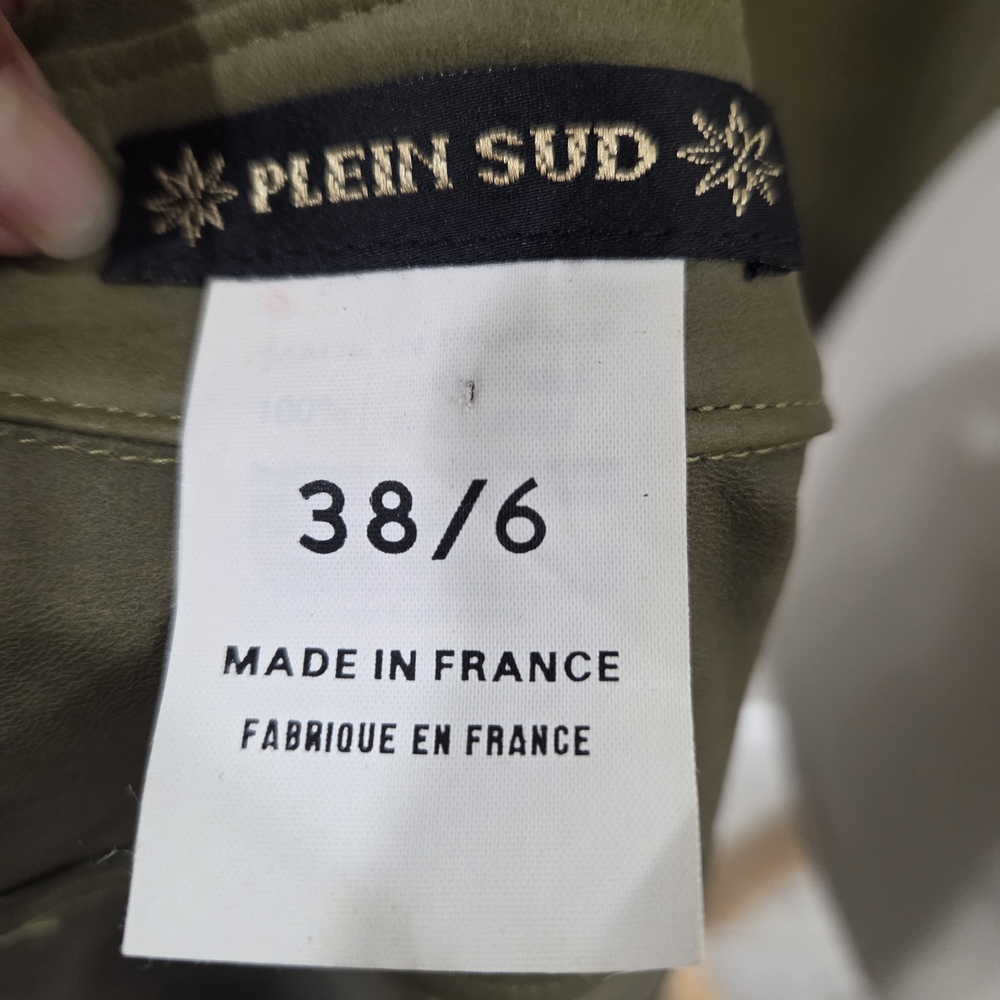 Rare Plein Sud Leather Olive Green  Button-Up Pant Set - Picture 8 of 16